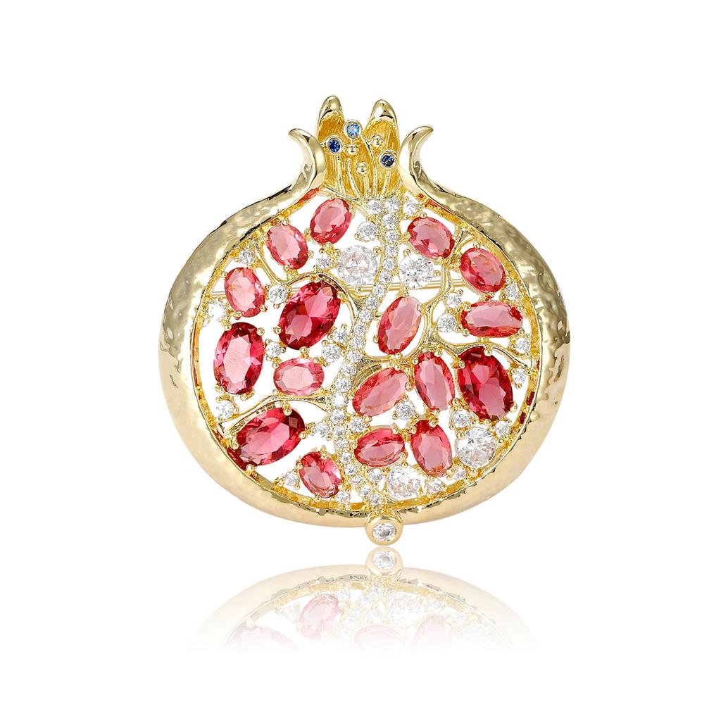 Fashion Fashion Pomegranate Zircon Brooch Elegant Premium Rhinestone Pin Ladies Dress Accessories Corsage Gift