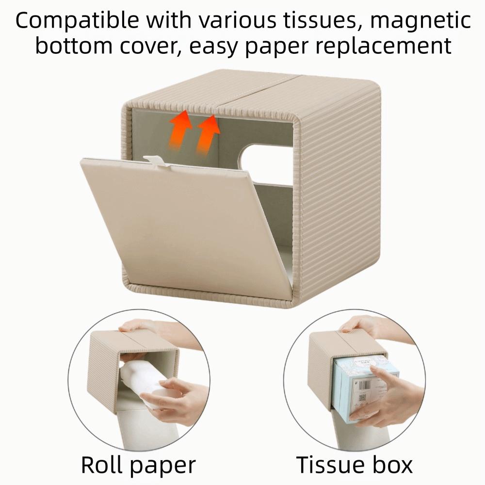 Magnetic Closure Tissue Dispenser PU Leather Table Tissue Box Modern Car Tissue Holder  Hotel