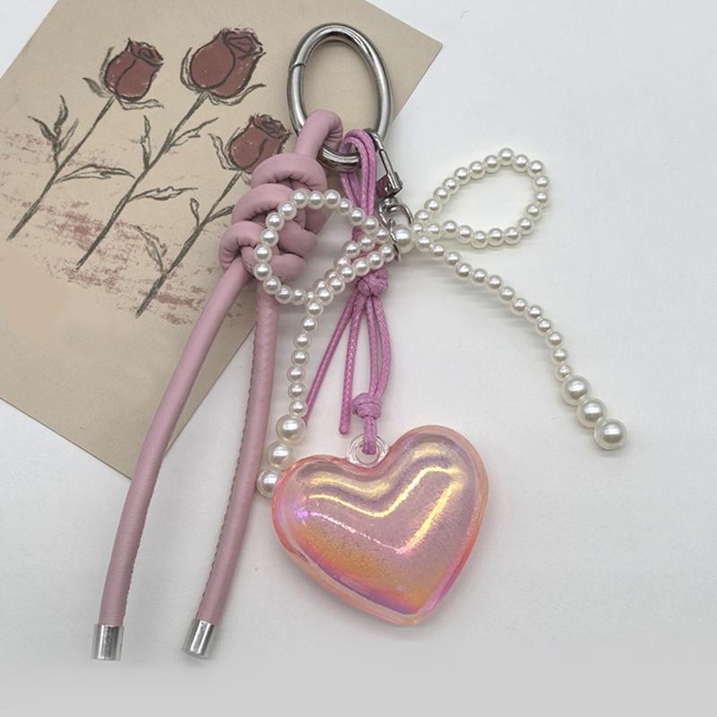 Heart Bow Woven Rope Cute Bag Pendant Keychain Jewelry Gift For Women Decoration Accessories