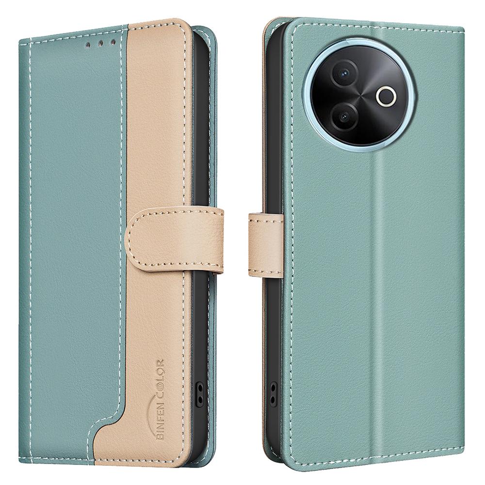 BINFEN COLOR BF33 For vivo Y39 5G Leather Case Splicing Color RFID Blocking Wallet Stand Phone Cover