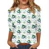 Spring and Autumn Round Neck Christmas Themed Pattern 3D Printed Top Fashionable Casual Long Sleeved Women's T-shirts