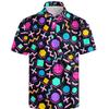 Retro Geometric Print Short Sleeve Polo Shirt, Trendy Casual Top
