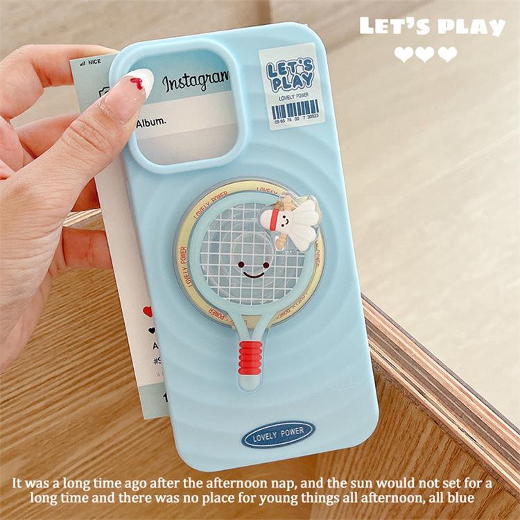 Badminton Table Tennis Suitable for Iphone16 Magnetic 13 Bracket Mobile Phone Case Apple 15 Rotating Full Cover Protective Case