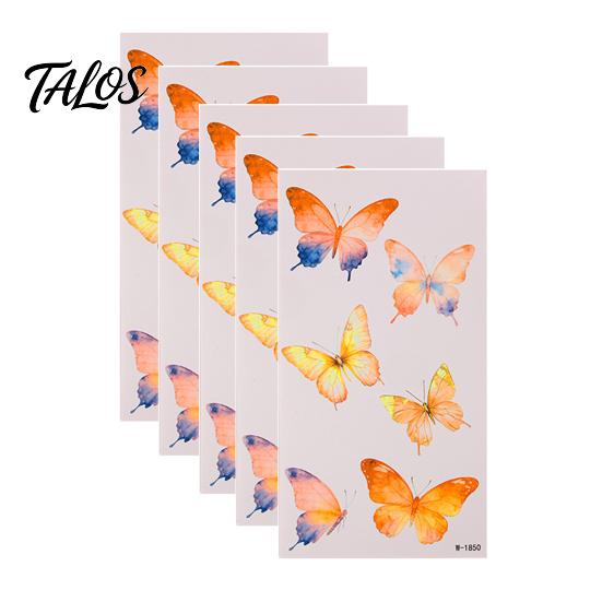 Talos 5 Sheets Butterfly Tattoo Stickers, Waterproof Temporary Flower Tattoos, Colorful Face Body Tattoos for Parties Night Club Music Festival