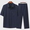 Ice Silk Short-Sleeve Summer Shirt for Middle-Aged and Elderly Men
