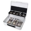 Jssmst (Jessmat) Tragbarer Münzsafe mit Zahlenschloss und Federverschluss, 3 Federklammern, Metall-Münzorganizer, Bürobedarf, 30x24x9cm (Weiß, L)