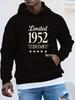 Plus Size "Limited 1952 Edition" Hoodie - Black Casual Pullover with Golden Foil Lettering