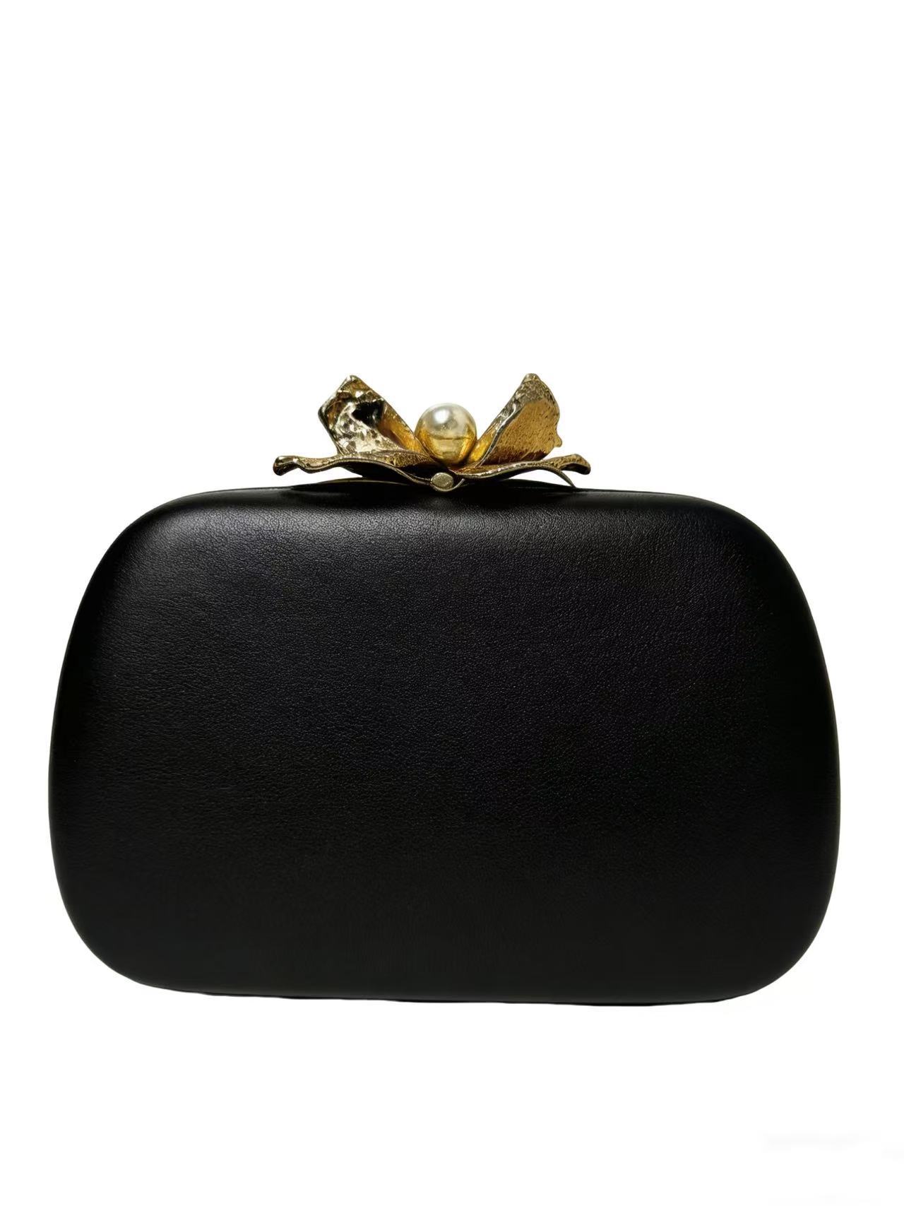 New flower head diamond dinner bag, fashion clutch bag, party wedding bridal bag чёрный