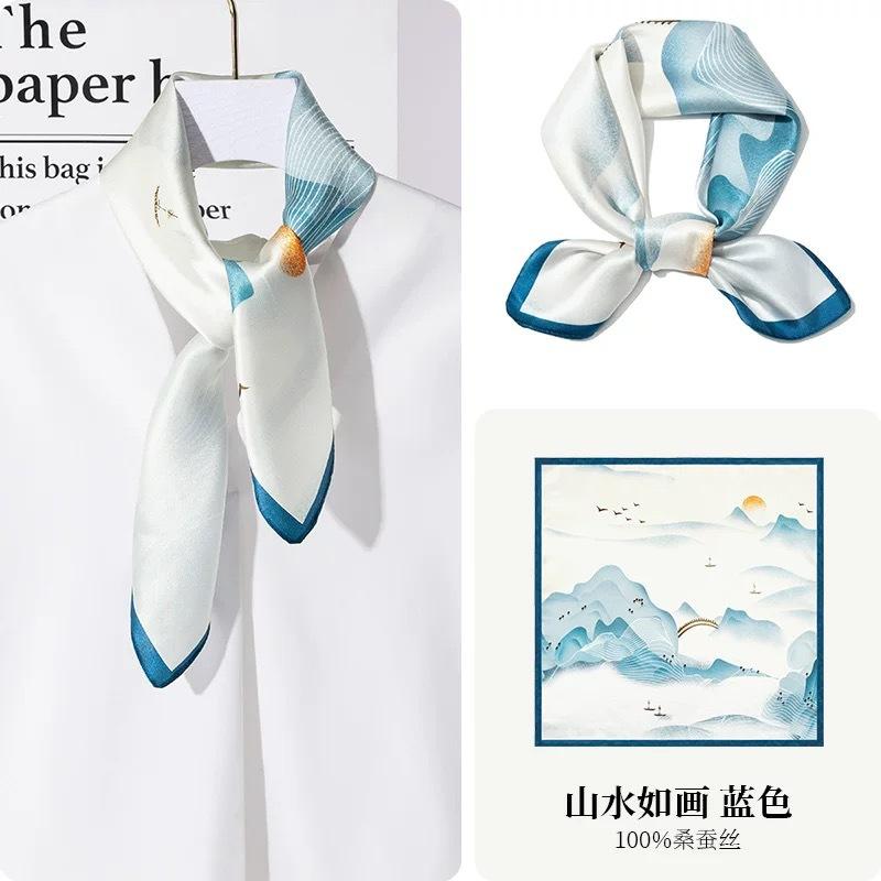 

New 100% Natural Silk Scarf Square Female Pashmina Bufanda Folral Women Shawl Wraps Bandana Ladies Scarves Foulard Echarpe 53cm Real Silk 53x53cm