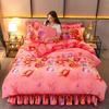 4pcs Bedding Set Fine Velvet Duvet Cover King Queen Size Thicken Quick Warm Coral Fleece Quilt Cover Bed Sheet Pillowcase