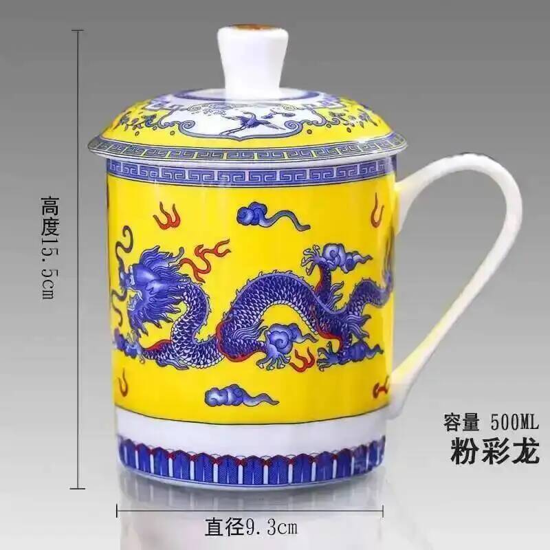 500Ml Chinese Style Bone China Jingdezhen Blue And White Porcelain Tea Cup Office Drink Cup Travel Teaware