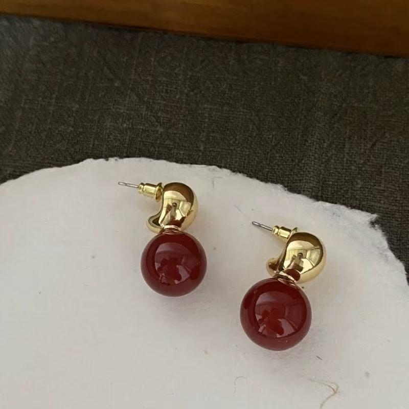 French Maillard Tiger s Eye & Black Agate Dangle Earrings – Simple, Versatile, and Elegant Design