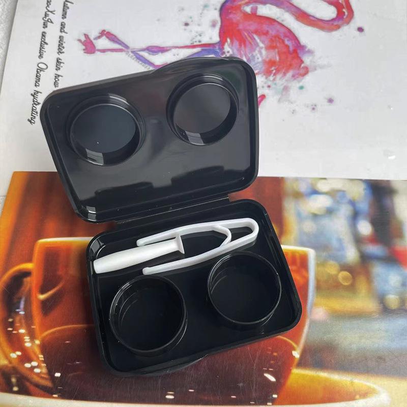 Screw-Free Cap Colored Contact Lens Case - Press-Type Double Case, Cute Ins Girly Design.