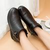 Leather Boots New Middle-aged and Elderly Flat-bottomed Short Boots Female Mothers Warm Cotton Shoes Soft-soled Non-slip