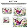 Watercolor Butterfly Flower Area Rug,Non-Slip Floral Print Carpet for Living Room Bedroom, Aesthetic Nature Floor Mat Home Decor