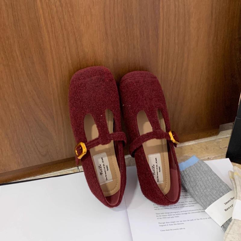 Suding French Single Shoes Women's Gentle Evening Breeze with Skirt 2025 Doudou Shoes Grandma Retro Temperament Mary Jane Shoes Tide