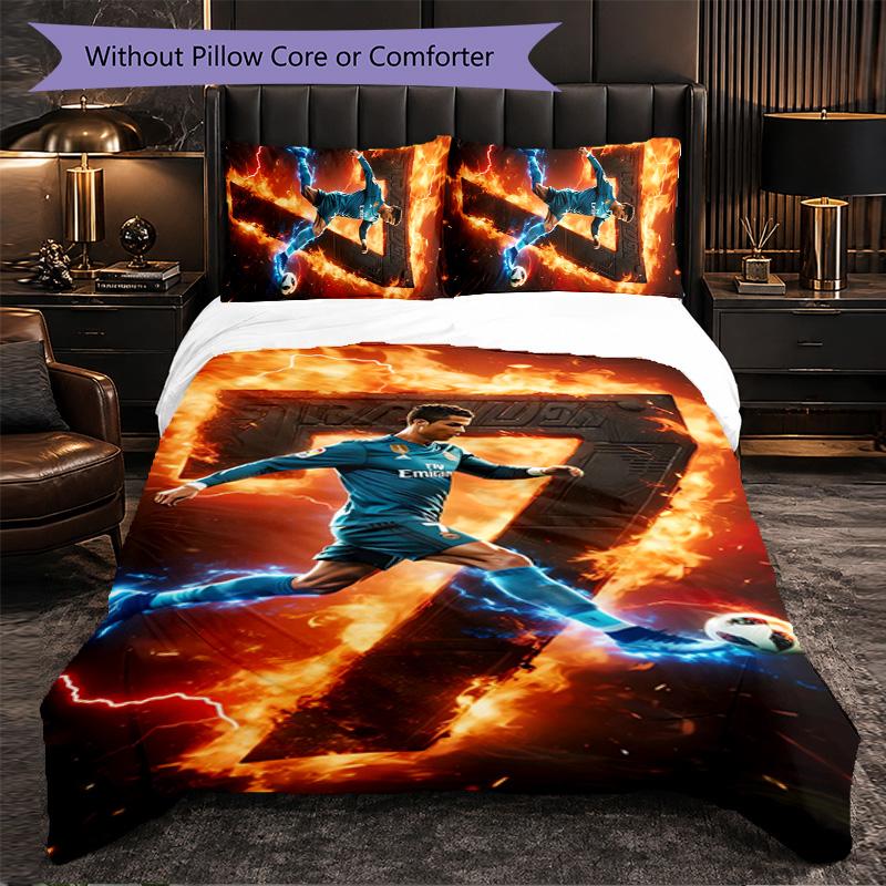 Set Biancheria da Letto Cristiano Ronaldo 3 Pezzi Morbido Set Copripiumino con Federe Set Decorazione Camera da Letto per la Casa