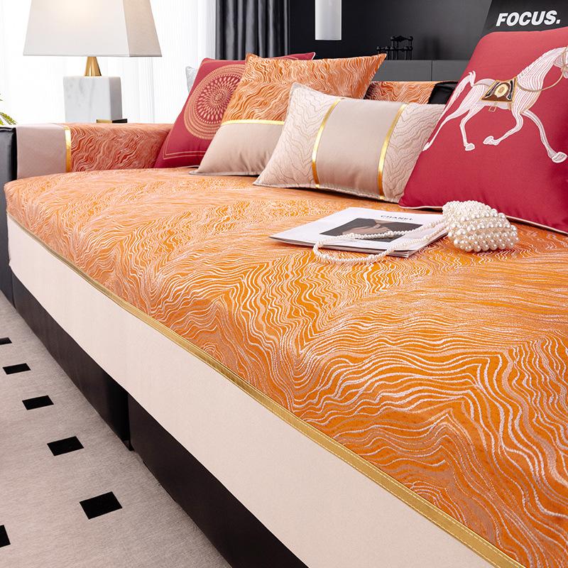 New Sofa Cushion Four-Season Universal Straight Row Sofa Cover Cloth Seat Cushion Light Luxury High-Grade Leather Sofa Cover