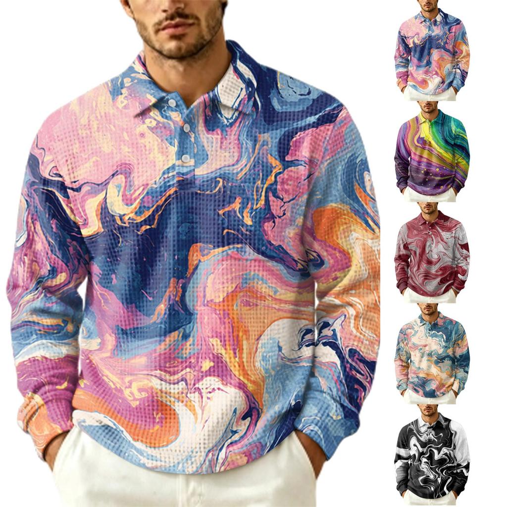 Herren Pullover Langarm Oberteil mit Kragen und Tasche, Herbst Outdoor Freizeit Bedrucktes Hemd