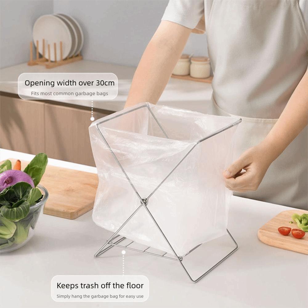 Stainless Steel Garbage Bag Bracket Compact Sink Towel Rack Sink Garbage Organizer Camping
