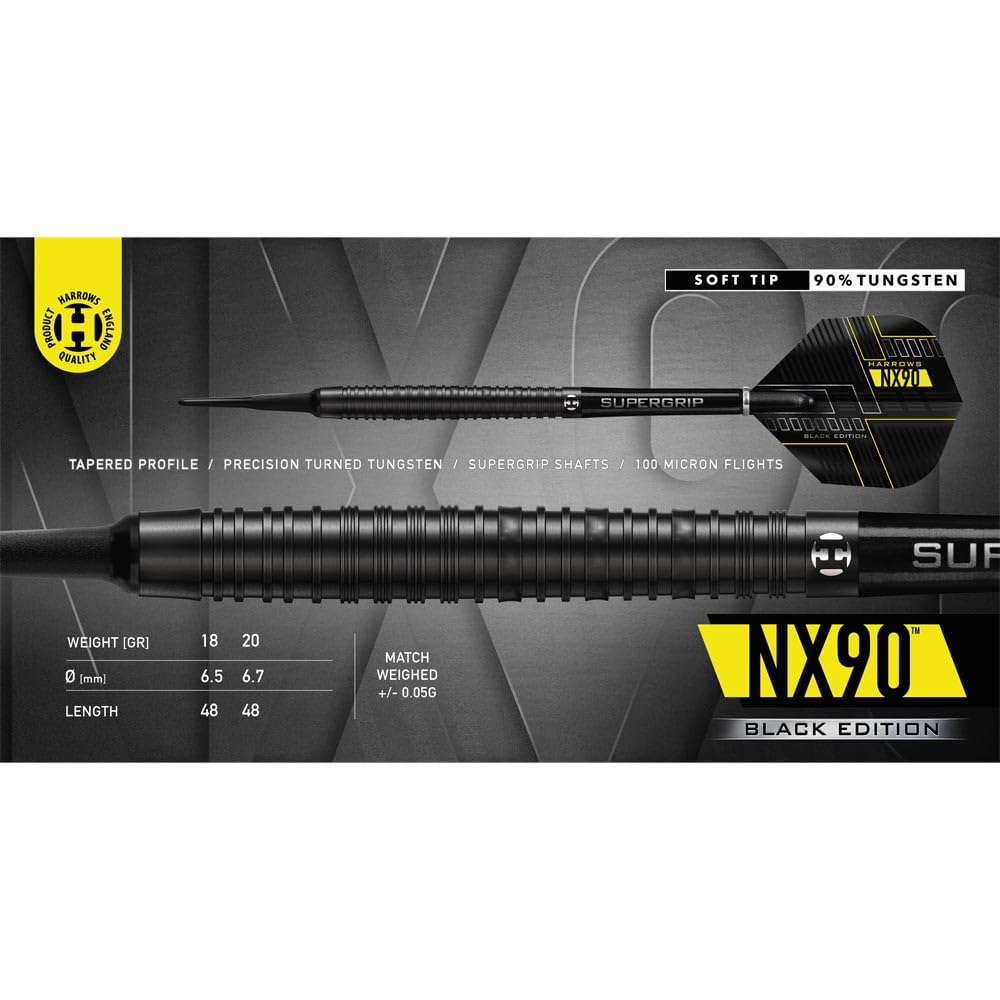 Harrows NX90 BLACK EDITION 2BA 20g Dart Barrel Dart Set