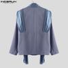 INCERUN Men V Neck Long Sleeve Glitter Ruffled Patchwork Thin Loose Party Blazer Coats