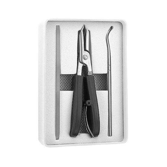 Stainless Steel Nail Clipper Curved Blade Toenail Clippers for Thick Nails 3-Piece Kit with Glass File & Case Ergonomic Non-Slip Grip Nail Clippers