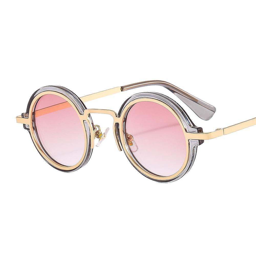 2026 Classic Fashion Hip Hop Sunglasses Custom logo Street Beat Metal Punk Steam Round Womens Sunglasses