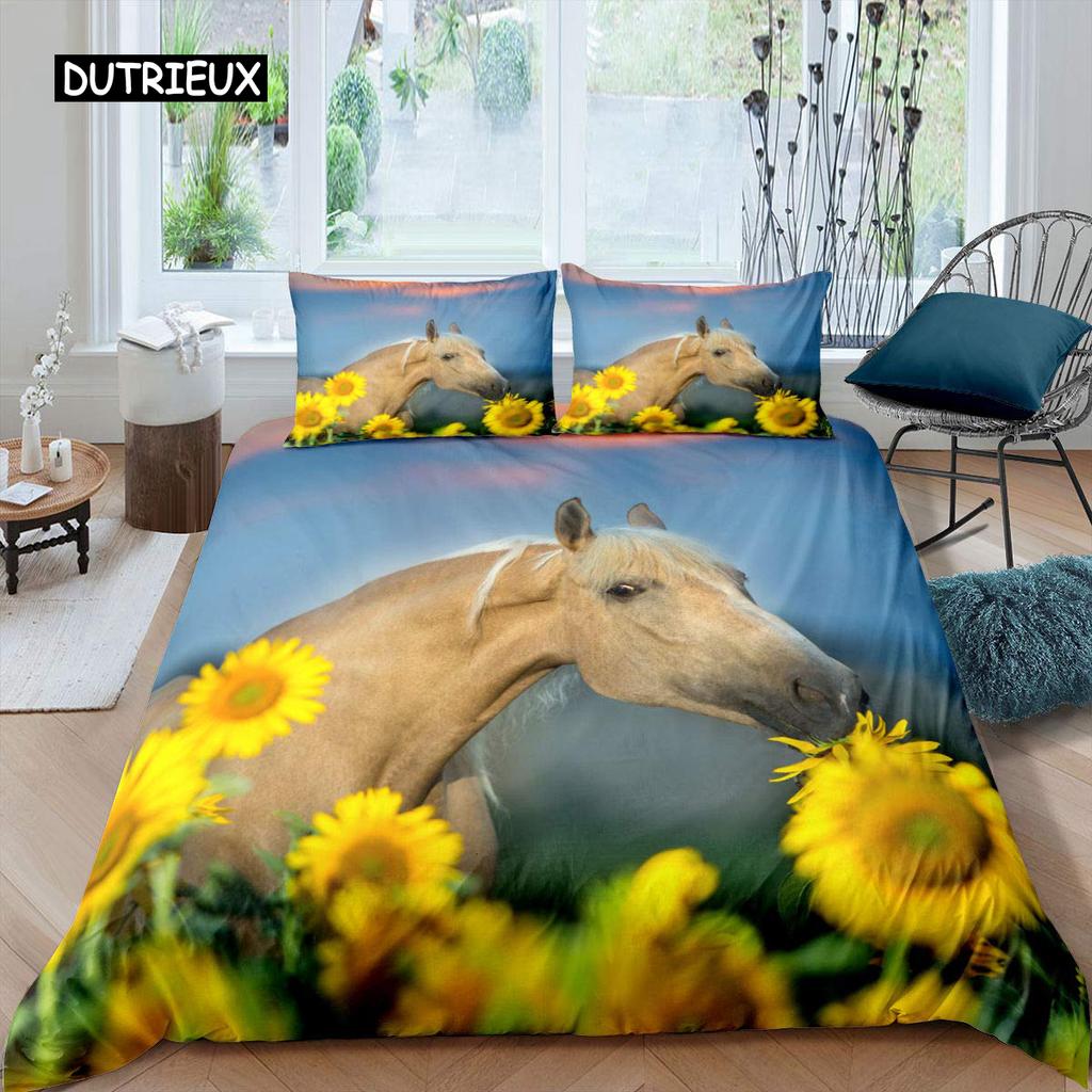 Luxury 3D Bedding Set Europe Queen King Double Duvet Cover Set Bed Linen Comfortable Blanket/Quilt Cover Bed Set Animal  Horse