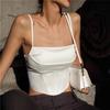 Sexy satin fishbone tube top, Spice Girl autumn back lace-up, exposed navel girdle, pure desire sling vest