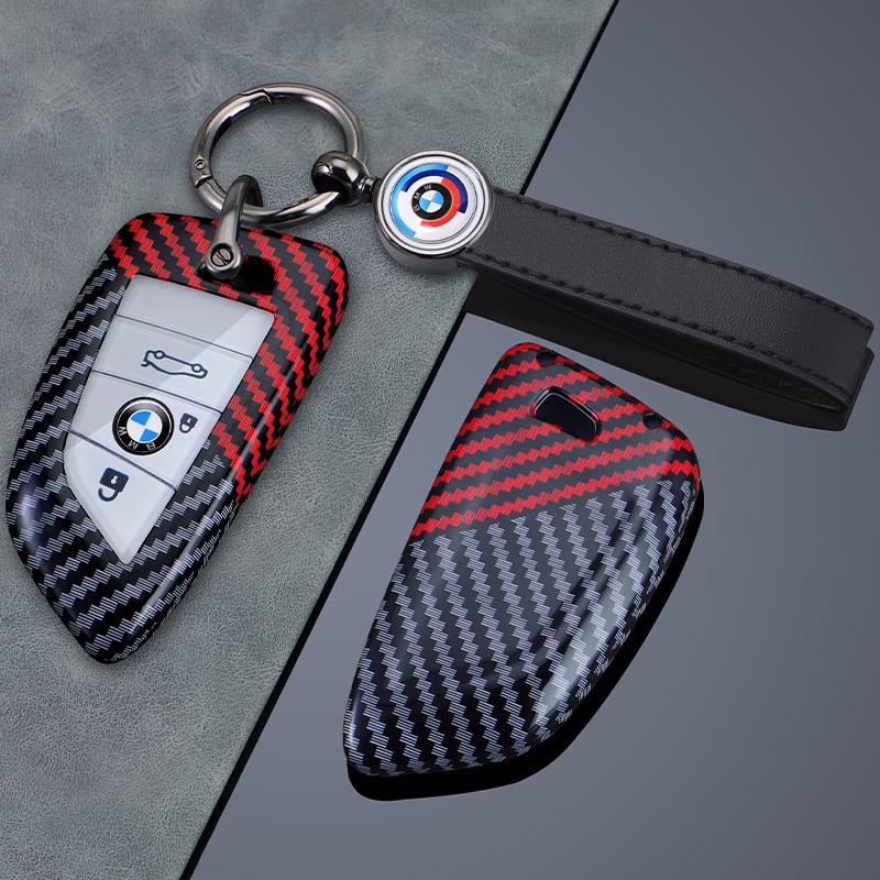 IVZR8 Carbon Fiber Car Key Case Cover Shell Fob For BMW X1 X3 X5 X6 G20 G30 G01 G02 G05 F15 F16 G11 F48 1 3 5 6 7 8 Series Accessories