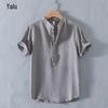 Yalu Men's Chinese Style Linen Blend Short Sleeve Shirt