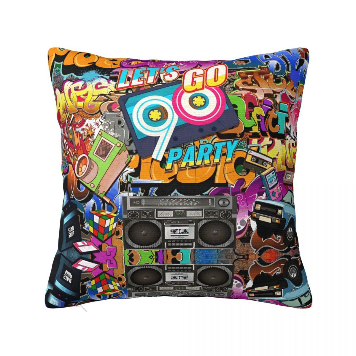 

Retro 80 90s Square Pillow Case Graffiti Music Cushion Cover Fashion Decor Pillowcase for Home 45x45cm 30x30cm 12x12in