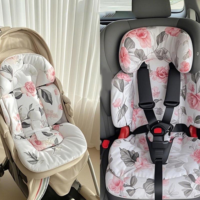 Ergonomic Strollers Harness Sleeve & Crotch Protector Set with Seat Pad Gentle Support Easy Installation Cartoon Pattern