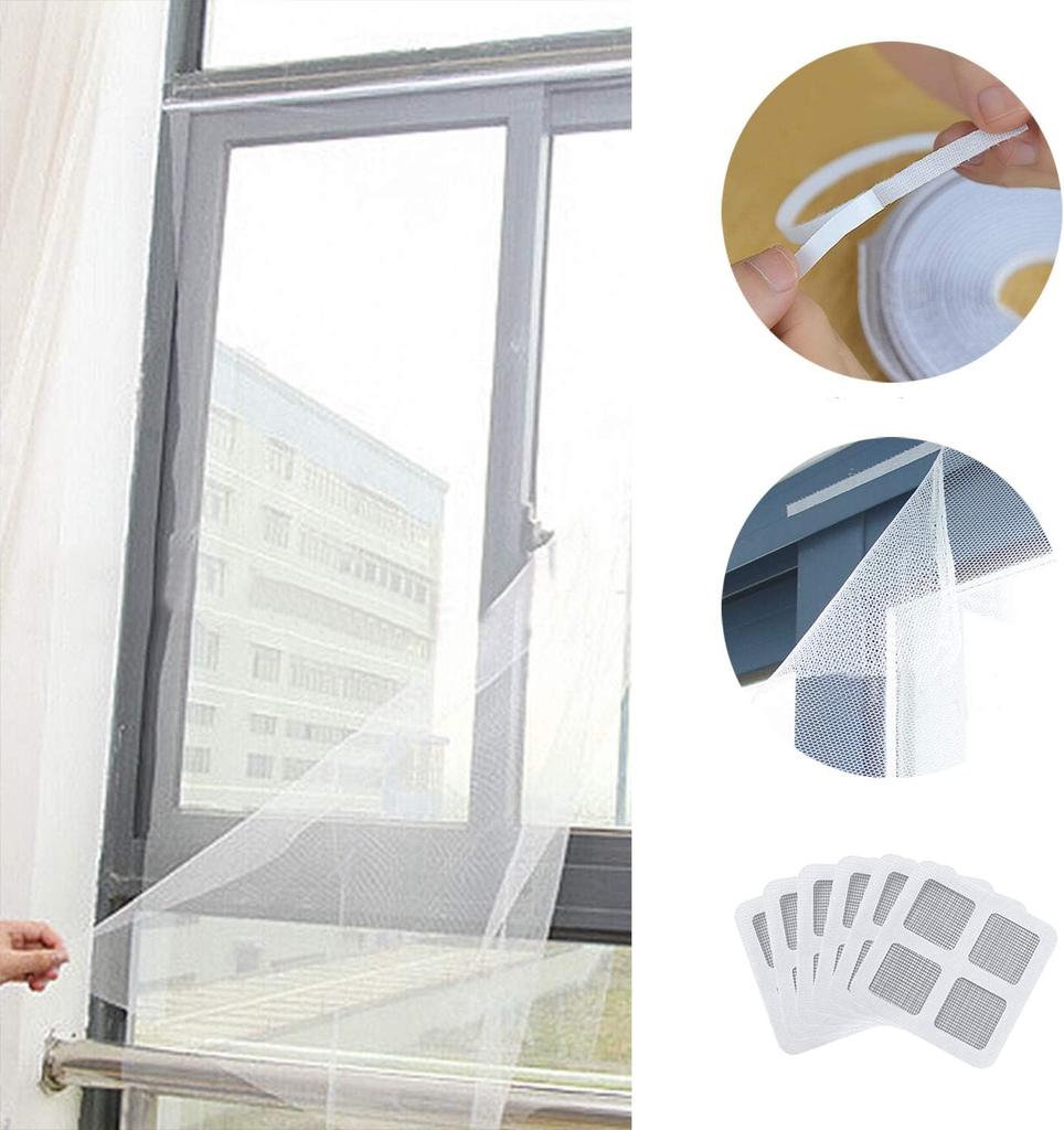 Fly Screen Windrow Insect Mesh Mosquito Net DIY Curtains Insect Protector Netting with Self-Adhesive Tapes for Fly Mosquito Bug