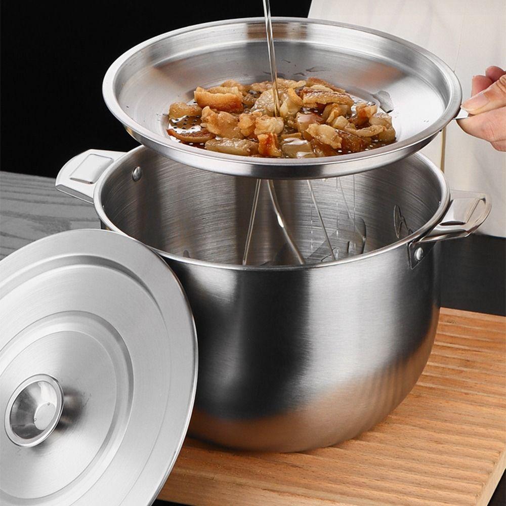 Stainless Steel Stainless Steel Oil Can 3L Lard Strainer Easy-Grip Grease Container  Soup Storage