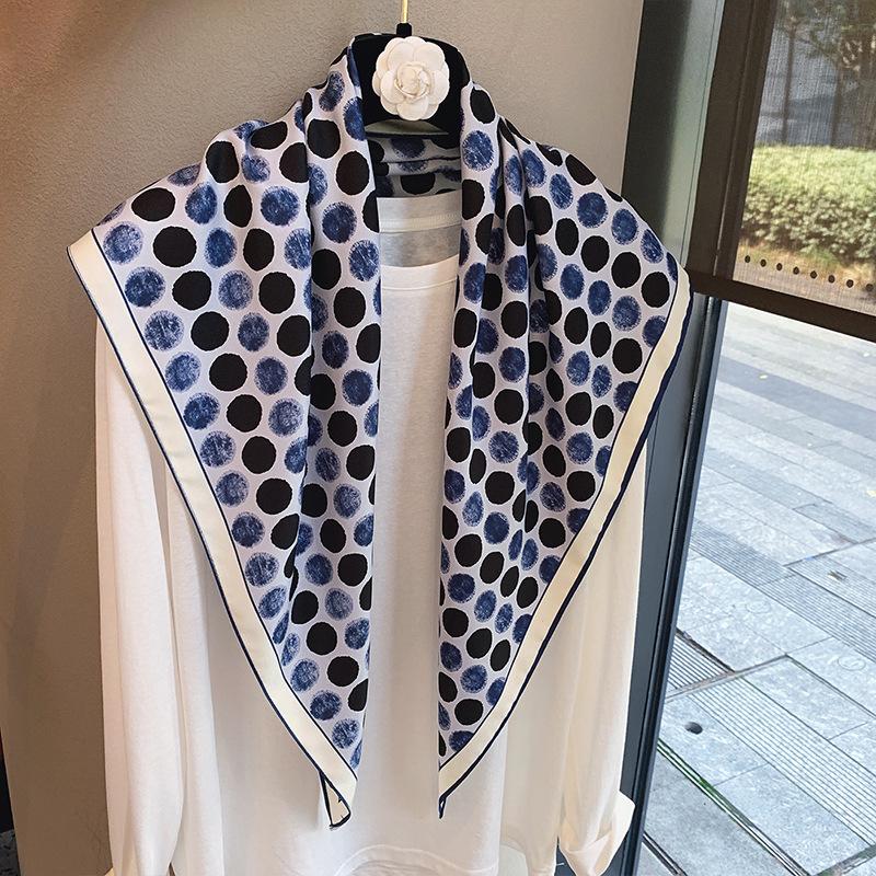 Spring and Autumn Premium Triangle Scarf Double Layer Satin Korean Edition Small Shawl Silky Smooth Foreign Style Neck Protection Silk Scarf Scarf