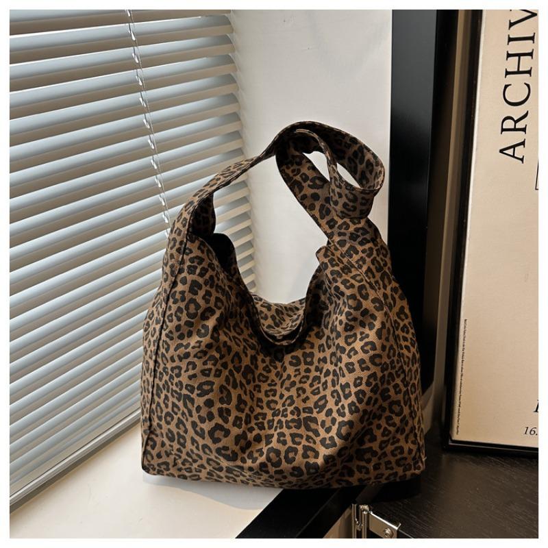 New Women's Bag Leopard Print Cloth Bag Women's Fashionable Large-capacity Shoulder Bag Simple Lazy Tote Bag