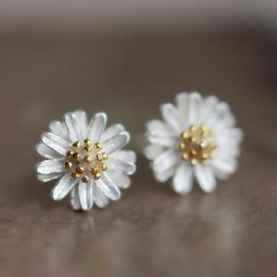 925 Silber Gänseblümchen Ohrringe - Schlichtes, elegantes Blumendesign