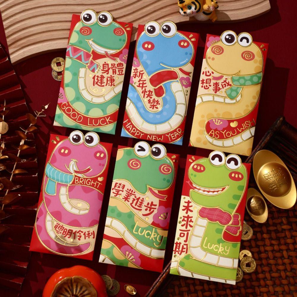 6pcs Blessing New Year Money Envelopes Chinese Style Red Packet Lucky Red Pockets Spring Festival