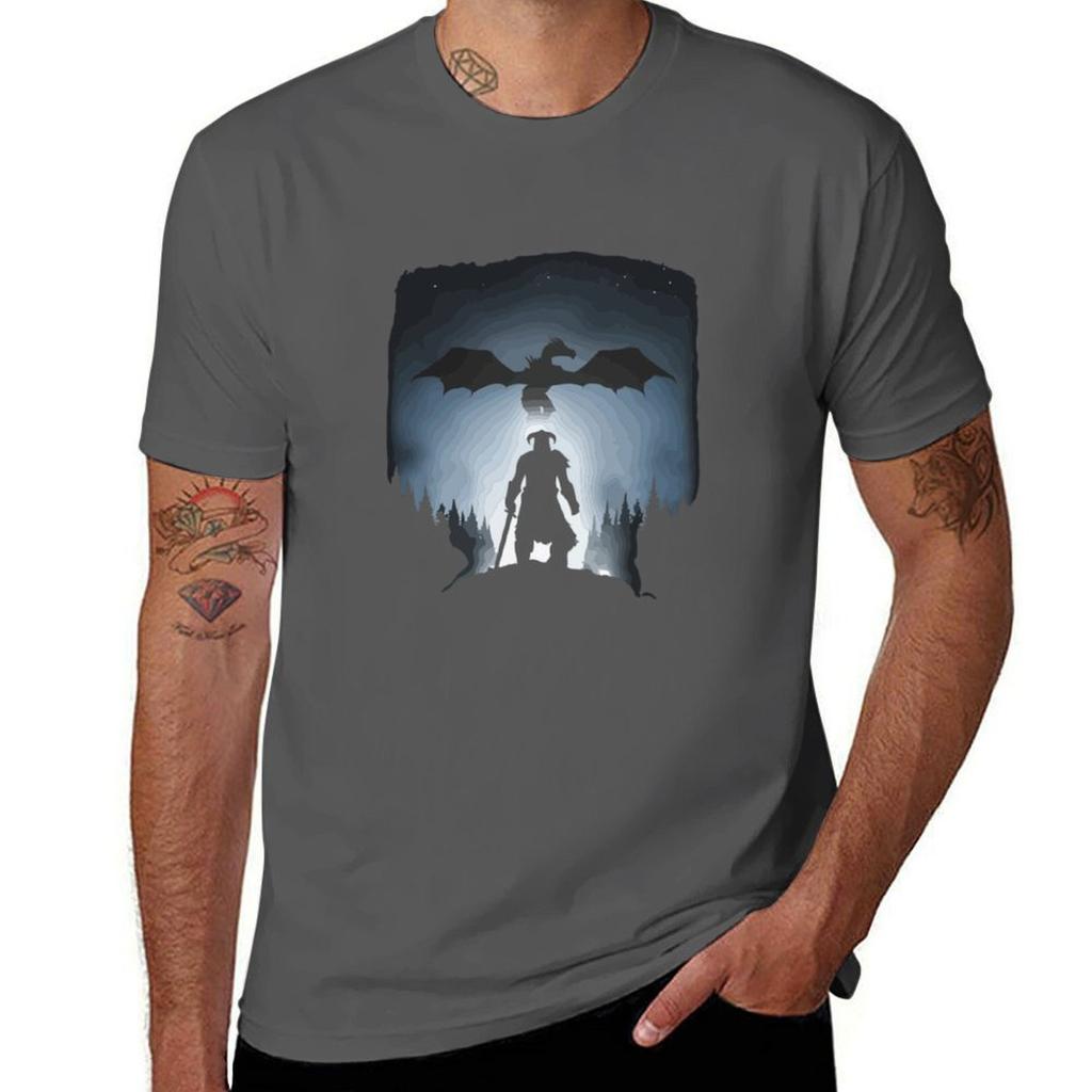 Born Of Dragon In Games Skyrim Tshirt Novelty Graphic Tee Shirt