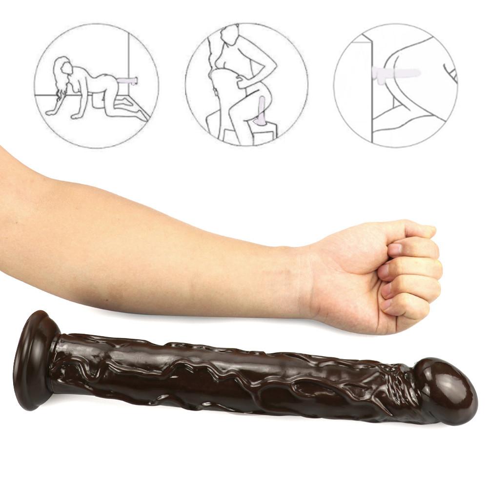 Brown Super Long Soft Skin Feeling Dildo Realistic Penis Sexy Female Masturbator Double-layer Suction Cup Dildos for Women
