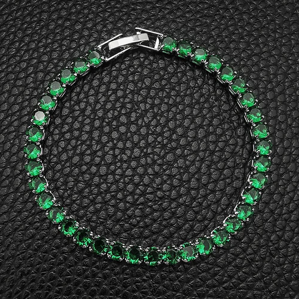 2026 New Arrival 4mm Luxury Round Silver Green Multi Color on Hand Bracelet Bangle for Women Anniversary Gift Jewelry S5787