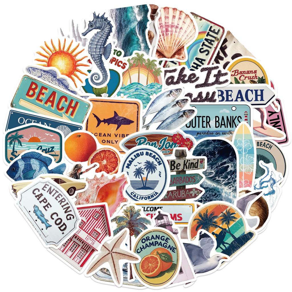 50Pcs Summer Aesthetic Stickers Creative Decoration Mobile Phone Case Notebook Water Cup Waterproof Graffiti Skateboard Toy Gift
