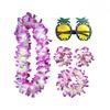 Hawaiian Party Decor Set 4PCS Flower Lei Pineapple Glasses for Tropical Theme