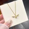 Golden Elegant Wings Necklace: Nickel Silver Plated with Real Gold, Flying Thief Design, Women's Collarbone Chain Gift.