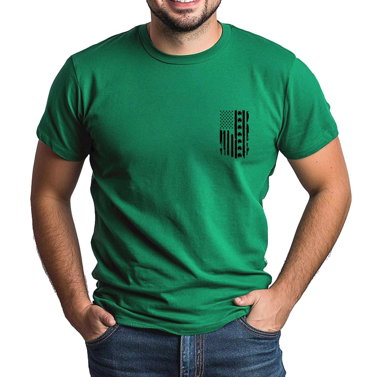 

улица. Футболка Patrick s Adult Green с круглым вырезом и короткими рукавами, с принтом в виде трех листьев зеленого цвета S зелёный