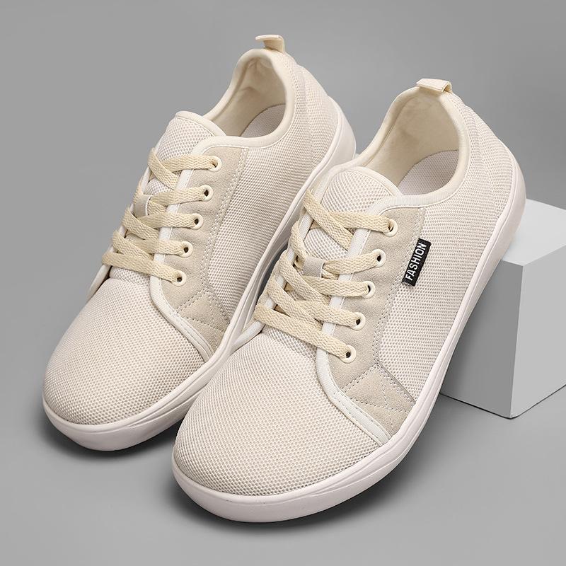 Wide toe men's wide feet cloth shoes comfortable breathable flat bottom light shoes solid color gray dirt resistant shoes walking casual