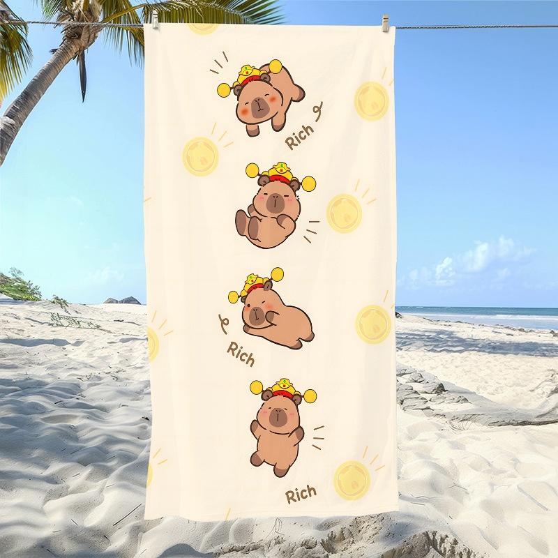 Newest Cute Capybara Cartoon Pattern Beach Towel Soft Microfiber Bath Towel for Travel Swimming Pool