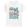 Owlsome Dude Owl Animal Puns Kids T-Shirt Boys Girls Cartoon Tee
